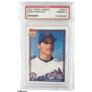 1991 Topps Traded Rookie Ivan Rodriguez PSA NM-MT 8 # 101T 40 Years Of Baseball